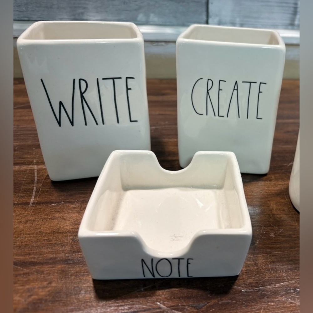 White Ceramic Desk Organizer Set